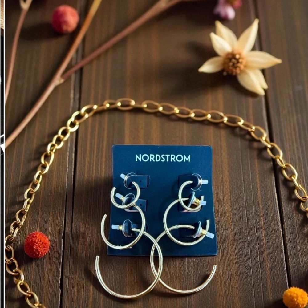 Nordstrom Gold Set Of Three Hoop Earrings